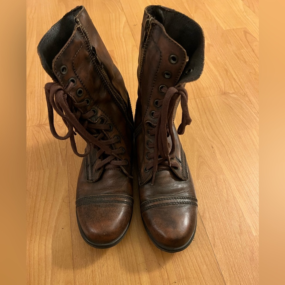 Steve Madden Women's Troopa Lace-up Combat Boots.
